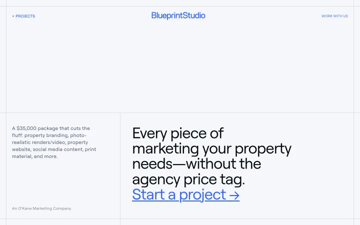 Homepage da Blueprint Studio desenvolvida pela Naranja Labs